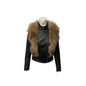 Nour Hammour Finn Racoon Jacket in Black Lambskin Leather